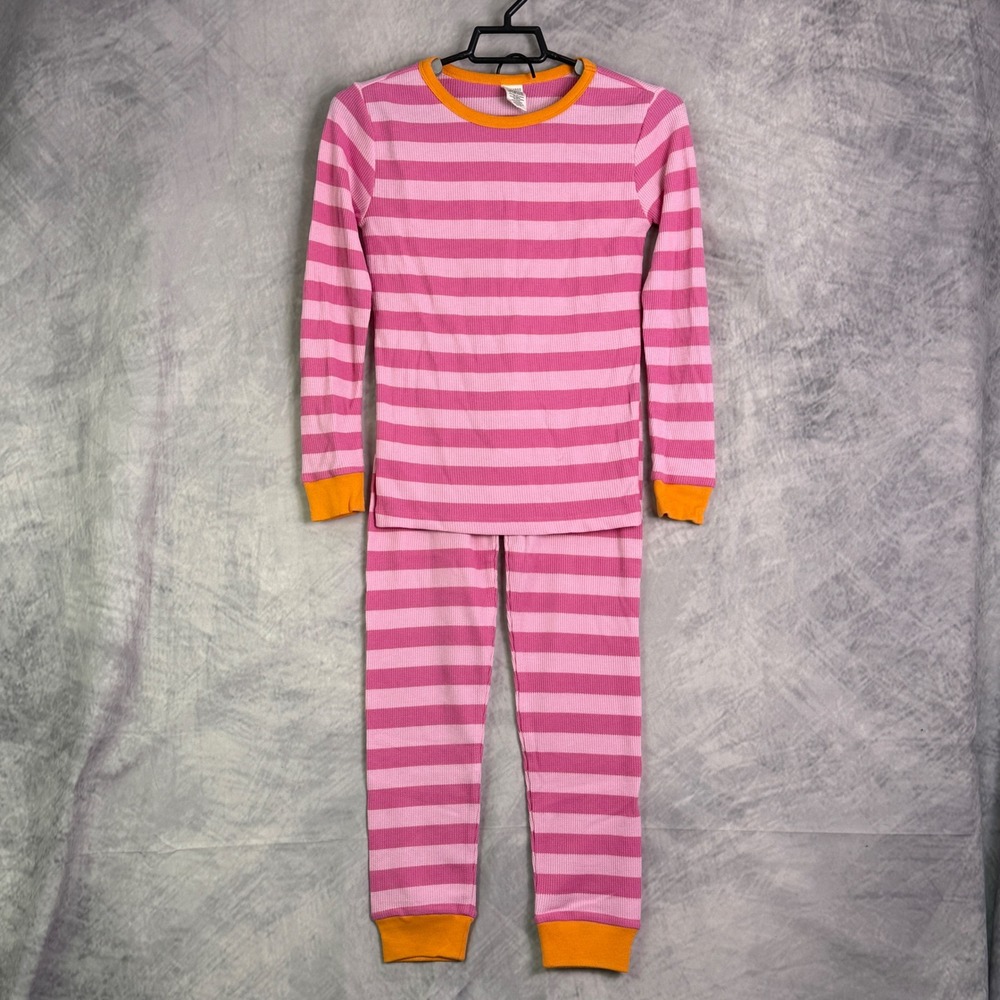 Gymboree Girls Pink Stripe Thermal Pajama Set Long Sleeve Pants Size 12‎